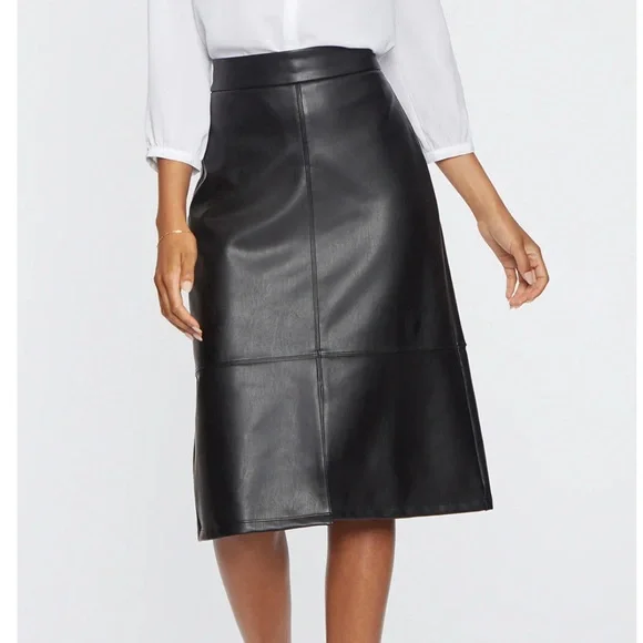 SCULPT*HER by NYDJ Faux Leather A Line Skirt - Picture 3 of 15